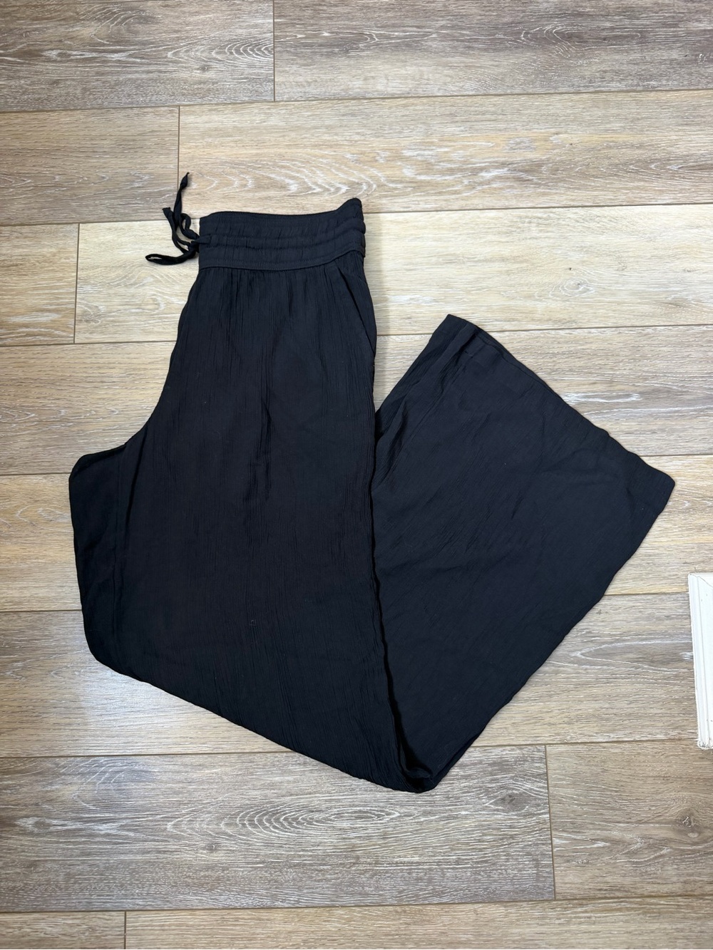 Prana Black Wide-Leg Drawstring Pants